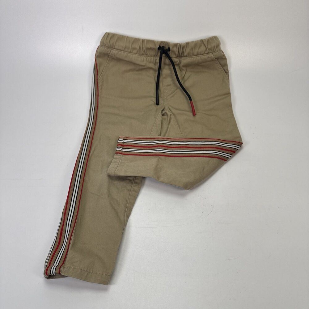 Burberry London Boys Cotton Drawstring Pull-On Jogger Chino Pants Khaki Size 2Y